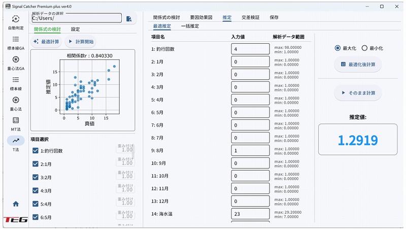 SignalCatcher ver4.0 T法によるタコ釣り釣果予測